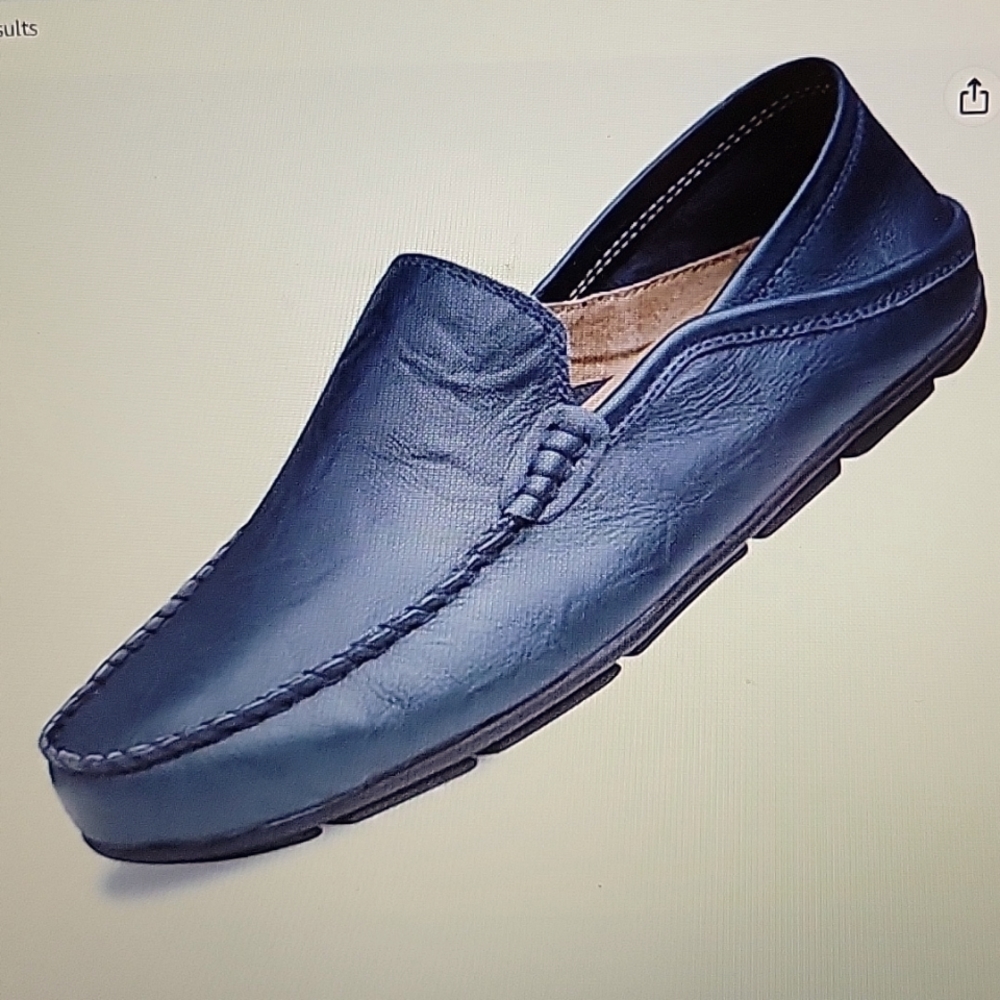 Go Tour navy blue Premium Genuine Leather casual slip on loafers driving…12 NEW